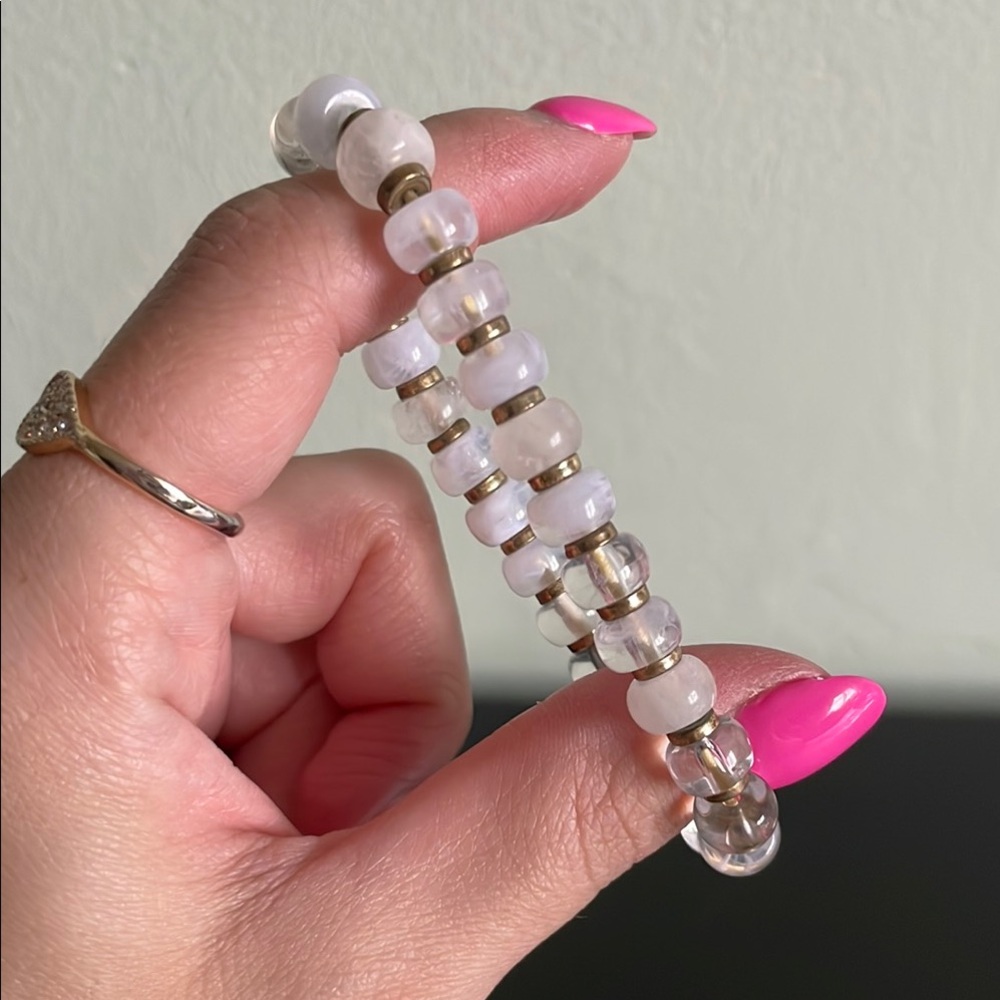 Stella & Dot white clear beads Renegade stacking bracelet